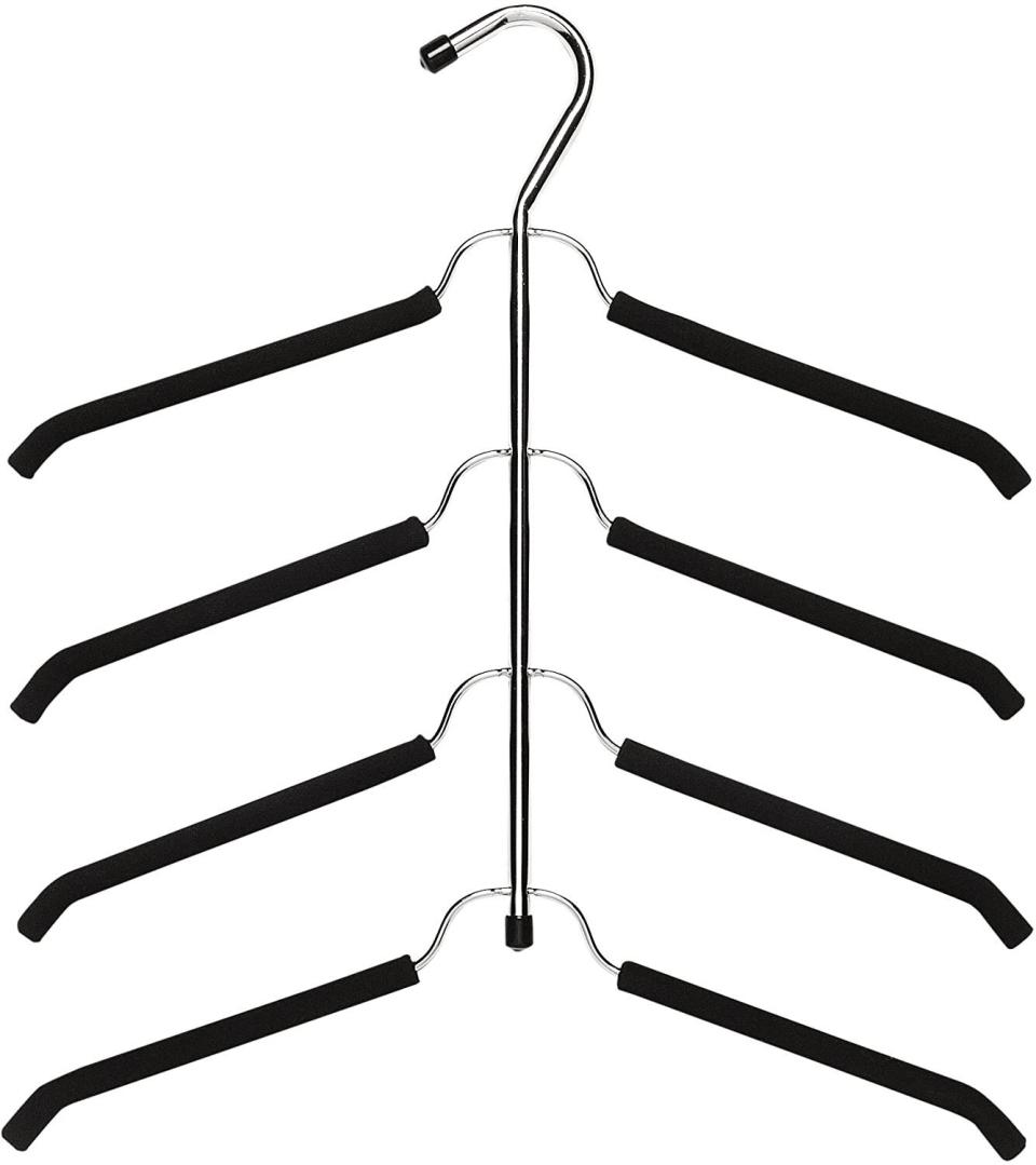 A hanger without a lot of hang-ups. You can hang four tops from this tiered hanger. <a href="https://amzn.to/2xVSaCp" target="_blank" rel="noopener noreferrer">Find it for $10 at Amazon</a>.&nbsp;