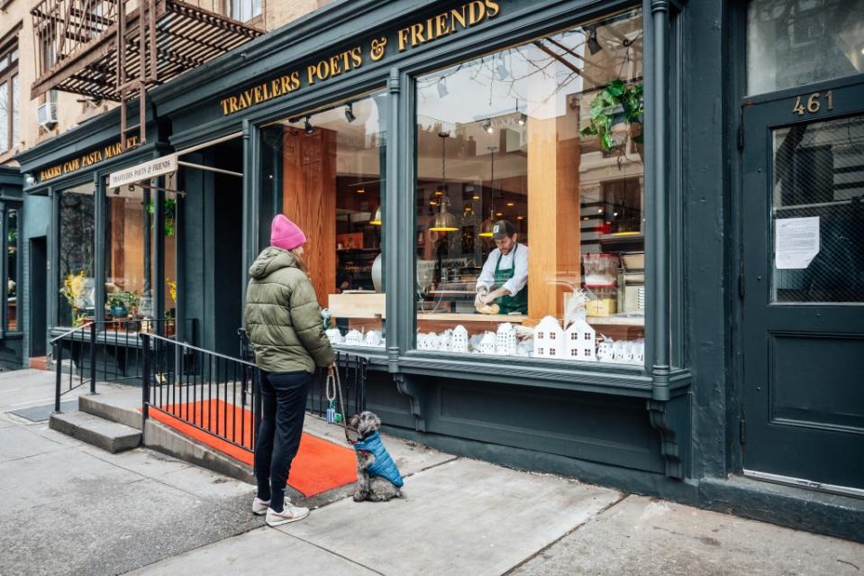 Neighbors say the pasta-making in the window at Travelers Poets & Friends is “like a performance.” Emmy Park for NY Post