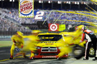 AJ Allmendinger, driver of the #22 Shell/Pennzoil Dodge, pits during the NASCAR Sprint Cup Series Coca-Cola 600 at Charlotte Motor Speedway on May 27, 2012 in Concord, North Carolina. (Photo by John Harrelson/Getty Images for NASCAR)