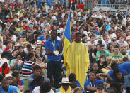 <p>Pilgrims and faithful attend the opening Mass for the World Youth Day in Krakow, Poland, July 26, 2016. (AP Photo/Czarek Sokolowski)</p>