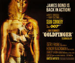 <a href="http://movies.yahoo.com/movie/goldfinger/" data-ylk="slk:GOLDFINGER;elm:context_link;itc:0;sec:content-canvas" class="link ">GOLDFINGER</a> (1964)<br>The Bond formula was truly perfected in the third film, and naturally the poster recreated the unforgettable image of Goldfinger's victim completely painted in gold. The projection of Connery and Honor Blackman on her skin completes the scene.<br>