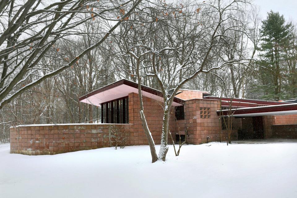 This undated photo shows the Samuel and Dorothy Eppstein House, designed by Frank Lloyd Wright, located in Galesburg, Mich., that is on the market.
