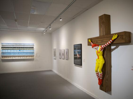 McJesus has been removed from an exhibition at the Haifa Museum of Art after protests (AP)