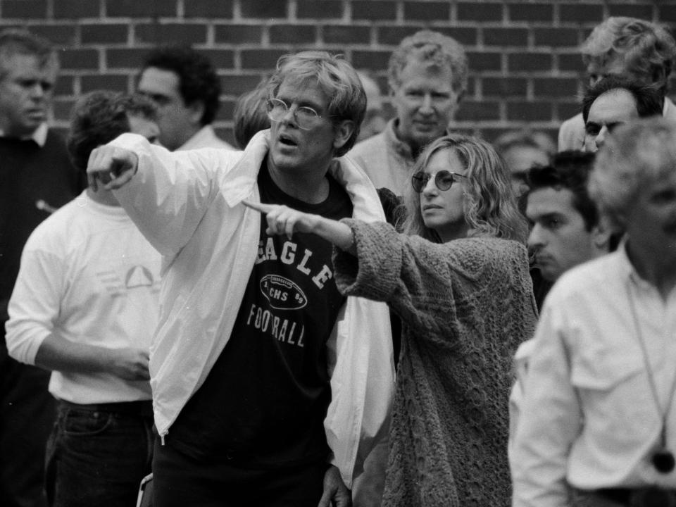 Barbra Streisand and Nick Nolte on the set of "Prince of Tides."