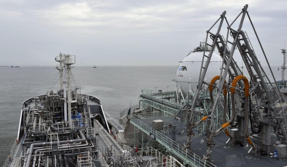 <span class="caption">Australia can capitalise on zero-emissions energy exports. Pictured: a ship which is part of a hydrogen pilot project between Australia and Japan.</span> <span class="attribution"><span class="source">AP</span></span>