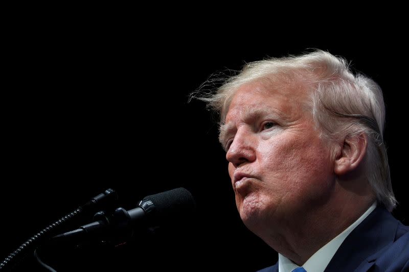 FILE PHOTO: U.S. President Trump delivers remarks at the Israeli American Council National Summit in Hollywood, Florida