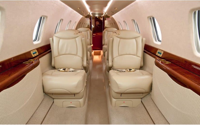 The interior of a Citation Sovereign jet