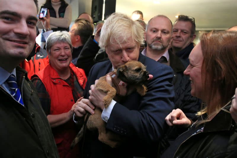 Britain's PM Johnson visits newly elected Conservative party MP for Sedgefield, Paul Howell, at Sedgefield Cricket Club in County Durham