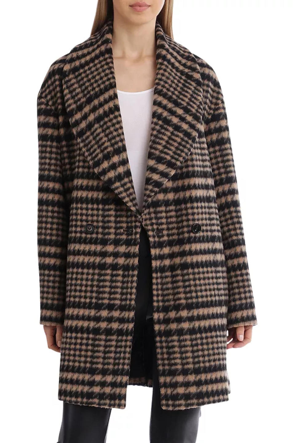 Plaid wool coat