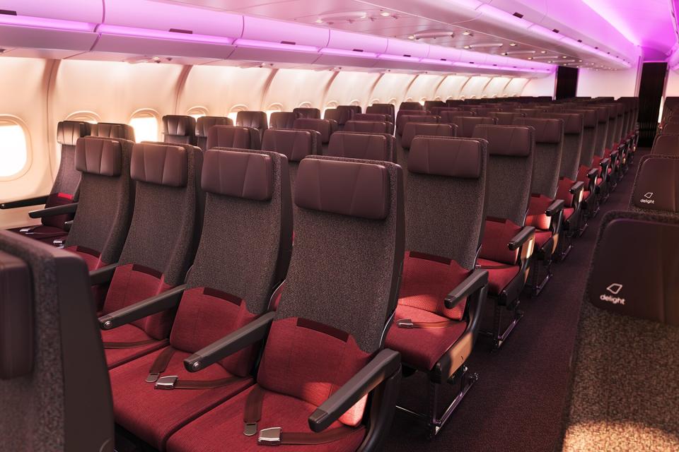 The A330NEO Economy cabin on the Virgin Airlines Airbus