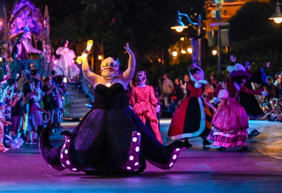 Ursula and other Disney villains at the Frightfully Fun Parade on Thursday, September 9, 2021.