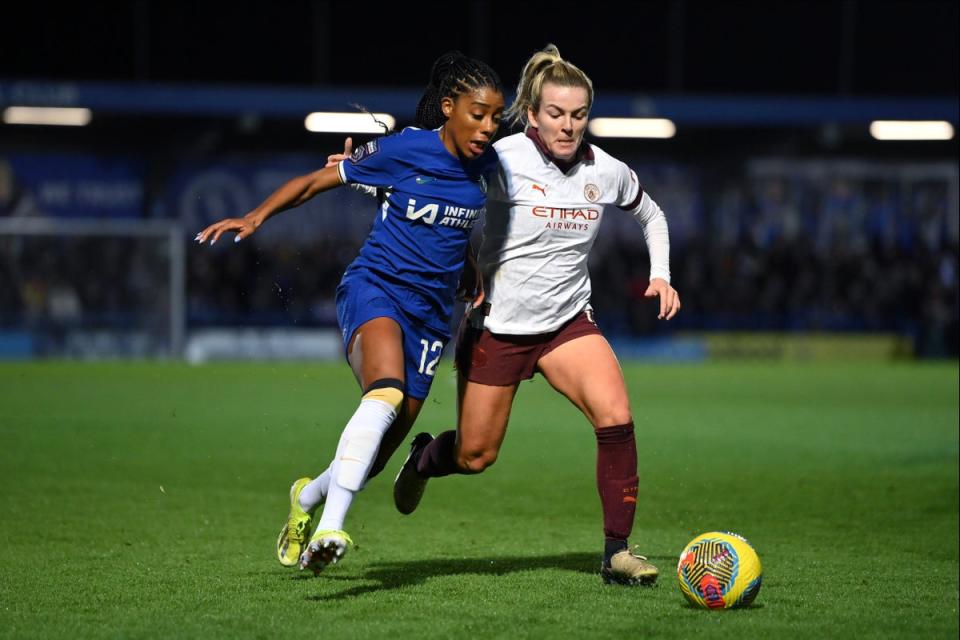Chelsea and Manchester City are vying for the WSL title (Getty Images)