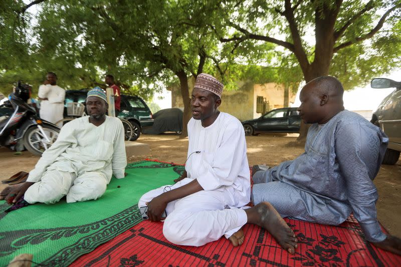 Some of the parents of the abducted JSS Jangebe school girls are seen in Zamfara