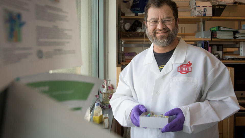 Jonathan Eisen in his lab at the UC Davis Genome Center, April 2016. | Andria Hautamaki