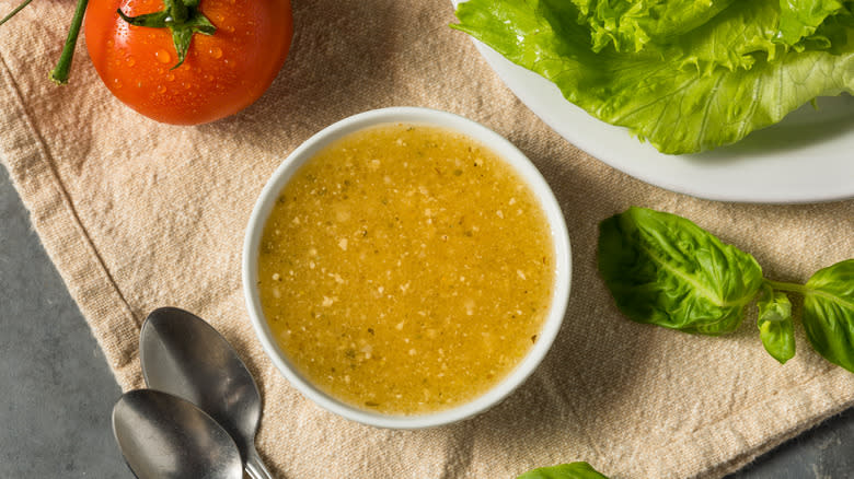 a bowl of Italian dressing