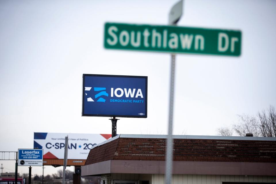 The Iowa Democratic Party headquarters on Tuesday, Feb. 4, 2020, in Des Moines. Party officials continue to work on announcing the results of last nights first in the nation Caucus.