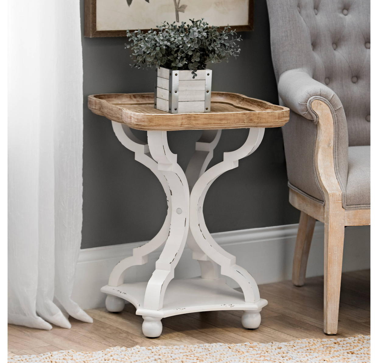 <p><a href="https://go.redirectingat.com?id=74968X1596630&url=https%3A%2F%2Fwww.walmart.com%2Fip%2FCOZAYH-Rustic-Farmhouse-Cottage-core-Accent-End-Table-Natural-Tray-Top-Side-Table-Nightstand-Family-Dining-Living-Room-Small-Spaces-Handcrafted-Finis%2F749955515&sref=https%3A%2F%2Fwww.thepioneerwoman.com%2Fhome-lifestyle%2Fdecorating-ideas%2Fg43216159%2Fwalmart-farmhouse-style-furniture%2F" rel="nofollow noopener" target="_blank" data-ylk="slk:Shop Now;elm:context_link;itc:0;sec:content-canvas" class="link rapid-noclick-resp">Shop Now</a></p><p>Rustic Farmhouse Accent Table</p><p>walmart.com</p><p>$84.99</p><span class="copyright">Hearst Owned</span>