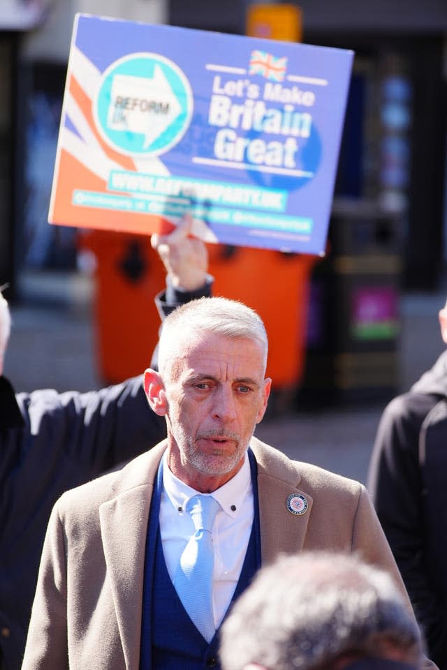 Mark Butcher, the newly announced Reform UK candidate for the forthcoming Blackpool South by-election, in Blackpool during a campaign event