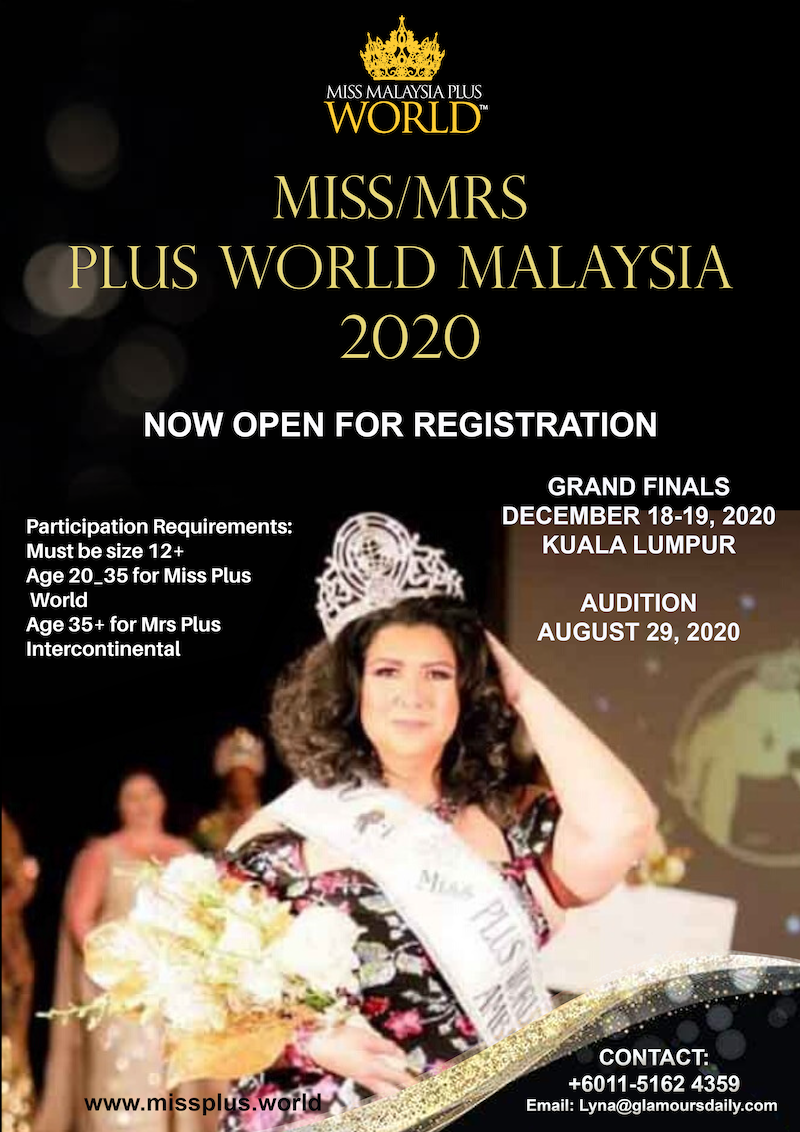 The Miss/Mrs Plus Size World Malaysia 2020 auditions is happening this August 29 and 30 at Sunway Putra Hotel in Kuala Lumpur. — Photo courtesy of Media Path Ent