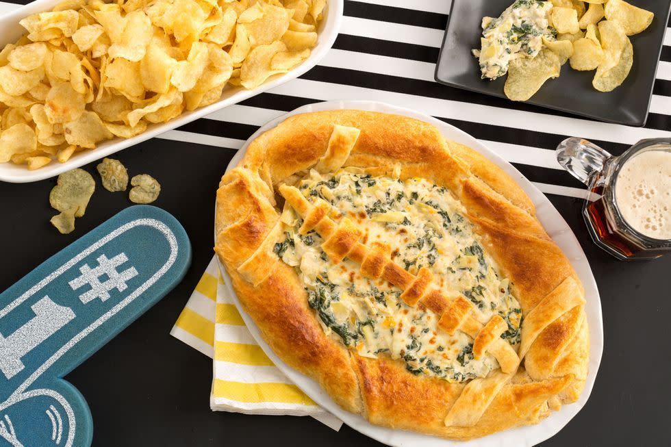 baked football bread bowl