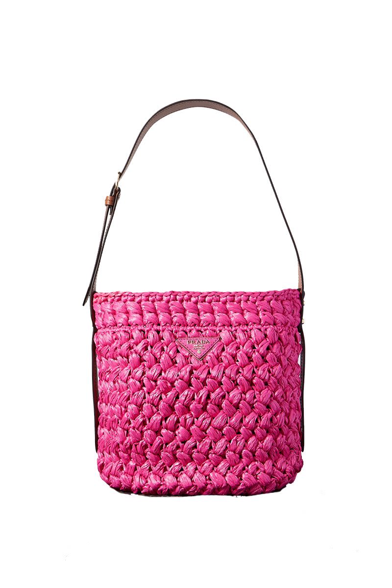 Pink raffia tote