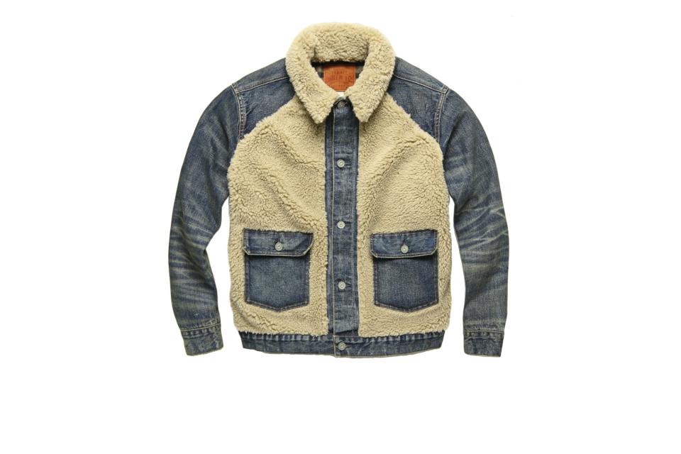 RRL Grizzly sherpa-paneled denim jacket