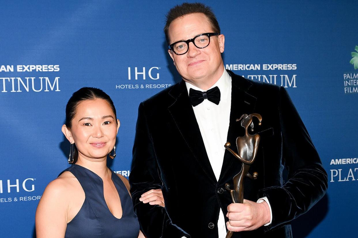 Hong Chau and Brendan Fraser at the 2023 Palm Springs International Film Awards held at the Palm Springs Convention Center on January 5, 2023 in Palm Springs, California.