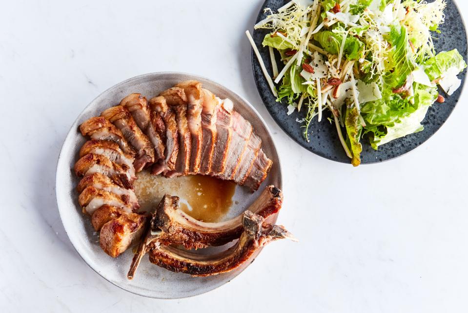 Pork Chop with Apple and Celery Root Salad