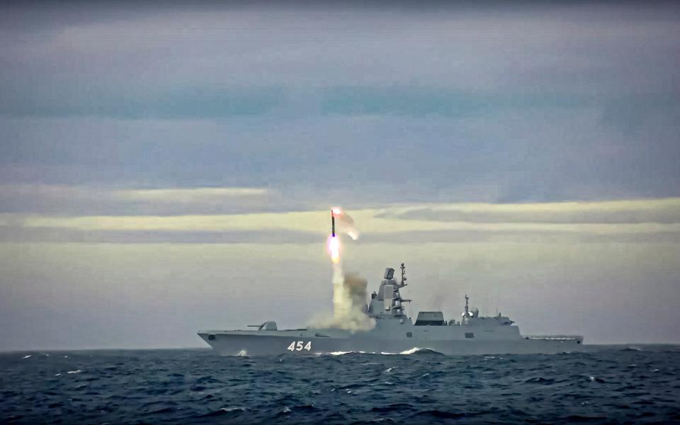 Russia's Defense Ministry said the Russian navy successfully launched a new hypersonic missile from the Barents Sea - Russian Defense Ministry Press Service