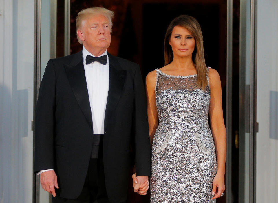 President Trump and first lady Melania Trump at a state dinner at the White House on April 24. (Photo: Brian Snyder/Reuters)