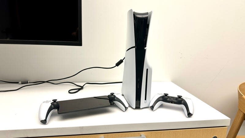 The latest PlayStation releases included the slim model, and the remote player called the PlayStation Portal. - Photo: Kyle Barr / Gizmodo