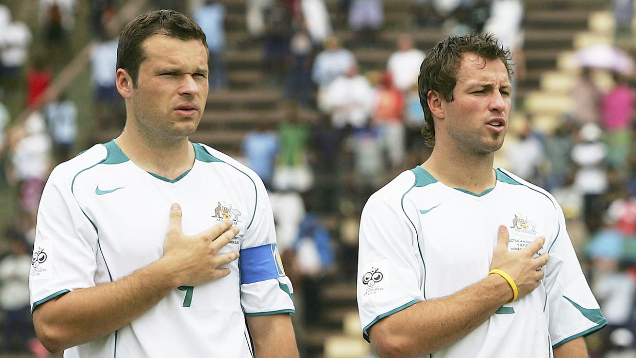 Seen here, Mark Viduka and Lucas Neill during their Socceroos playing days.