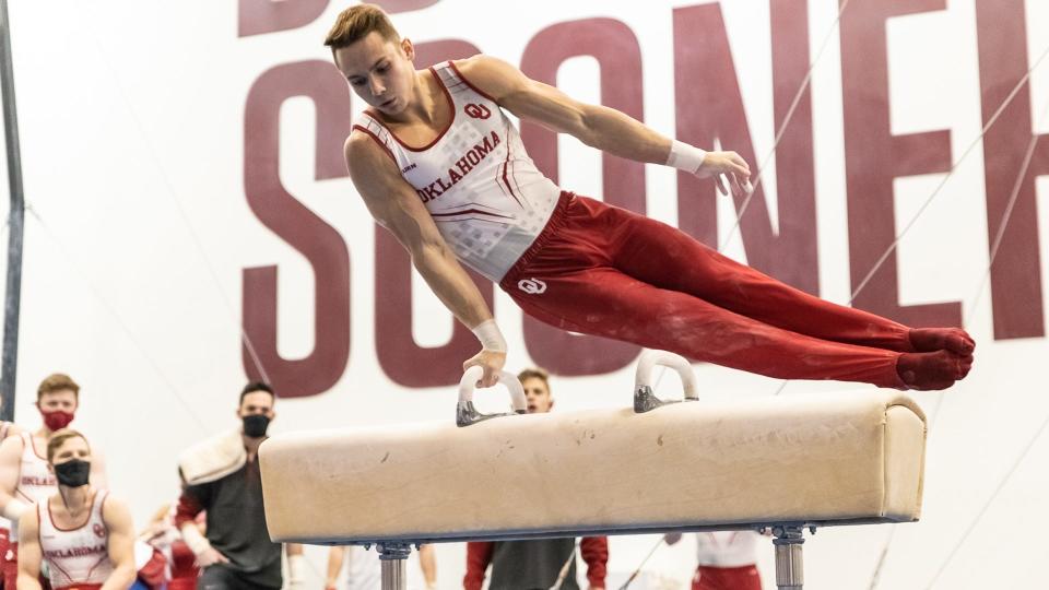 Morgan Seyler and the top-ranked OU men's gymnastics team hosts Air Force on Saturday.