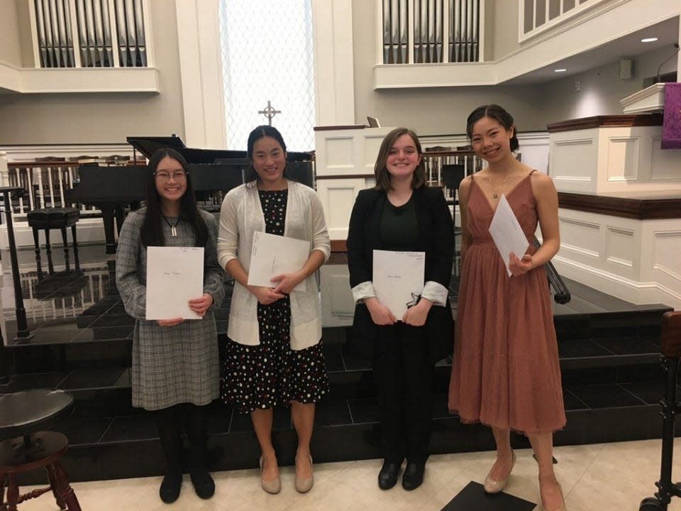High School first-place winners, shown left to right, are Jenny Nguyen, Jacinta Johnson, Emma Boothby and Lily Coyer. (Not pictured is Kayla Cao)