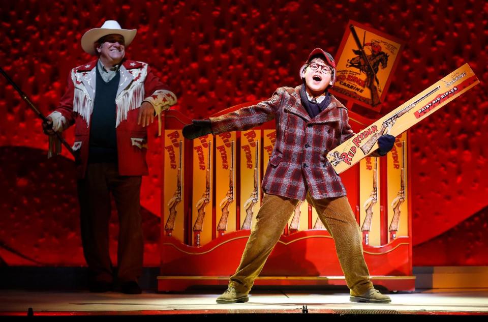 This theater image released by Keith Sherman & Associates shows Johnny Rabe during a performance of "A Christmas Story, The Musical" in New York. (AP Photo/Keith Sherman & Associates, Carol Rosegg)