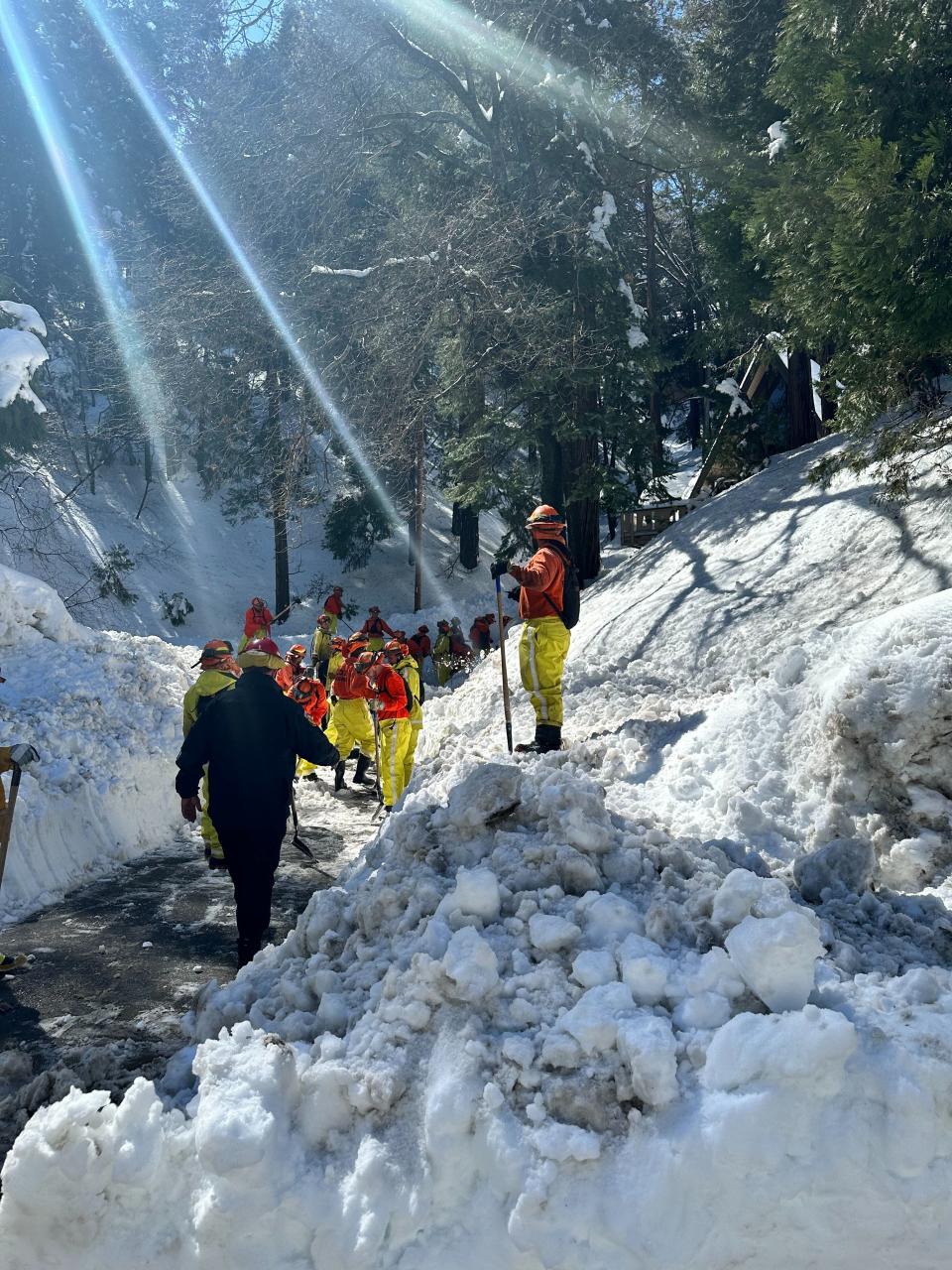 Cal Fire along with other agencies continue to work to restore vital services to residents affected by the recent storms in the local mountain communities.