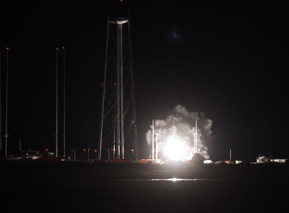 Rocket Lab's Electron rocket takes off Tuesday, Jan. 24, 2023, from Wallops Island, Virginia. The "Virginia is for launch lovers" mission is the first of three Electron launches for Hawkeye 360  to deploy satellites to low Earth orbit. 