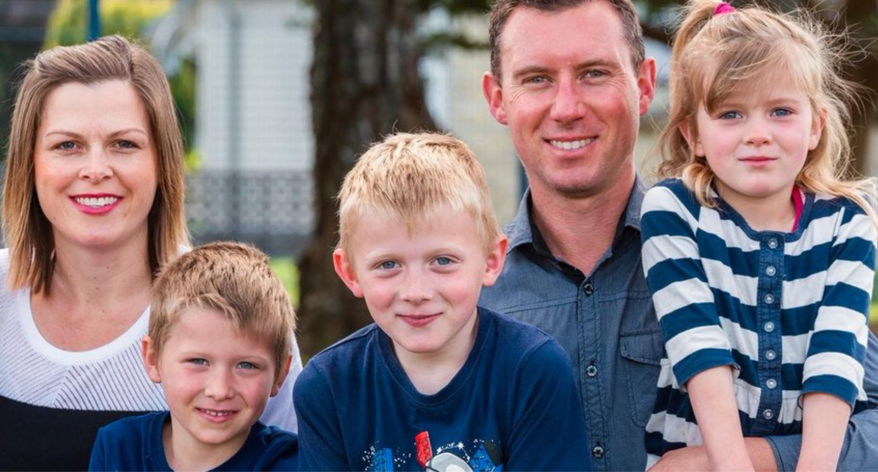 NZ Labour MP Jamie Strange with his wife, two sons and daughter
