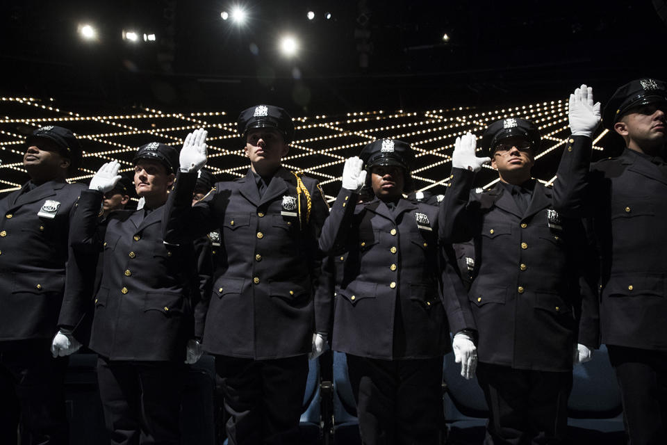 New police officers being sworn in