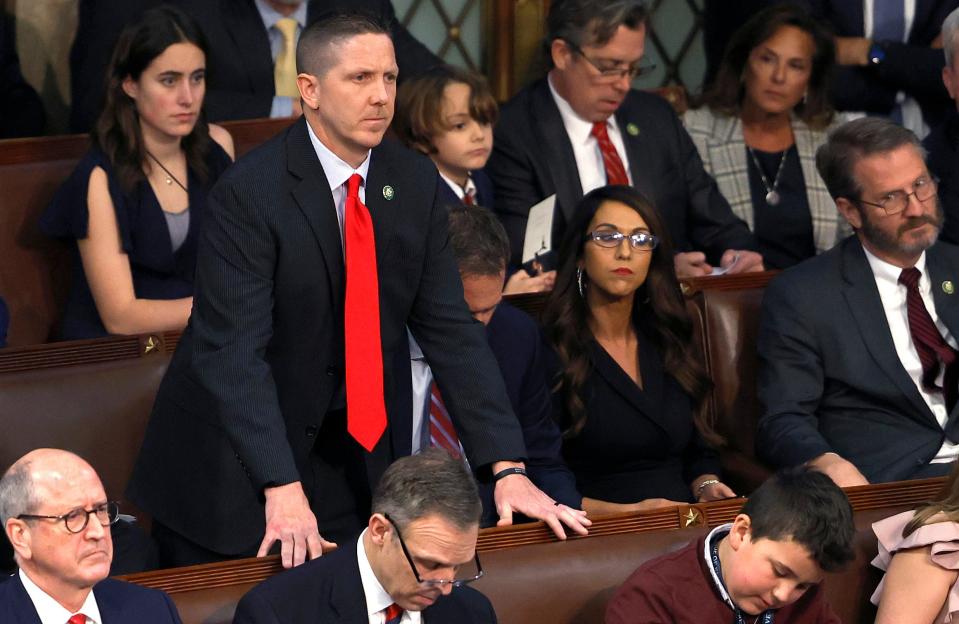 U.S. Rep. Josh Brecheen, of Oklahoma, shown here on the House floor on Tuesday, won concessions and supported California Republican Kevin McCarthy for speaker on Friday.
