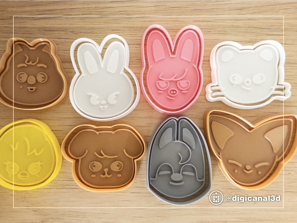 set of eight stray kids animal cookie cutters