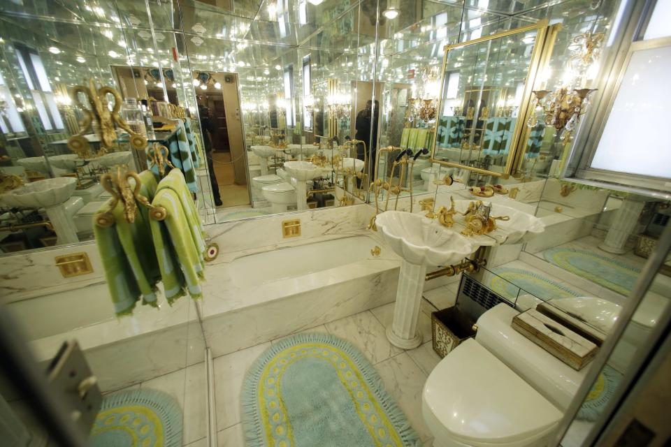 The mirrored bathroom is on display at the Louis Armstrong House Museum Wednesday, Oct. 9, 2013, in the Queens borough of New York. (AP Photo/Frank Franklin II)