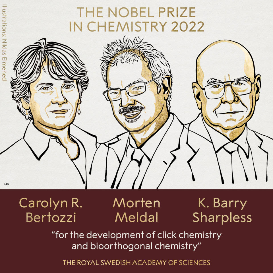 2022年諾貝爾化學獎得主。   圖：翻攝@NobelPrize推特