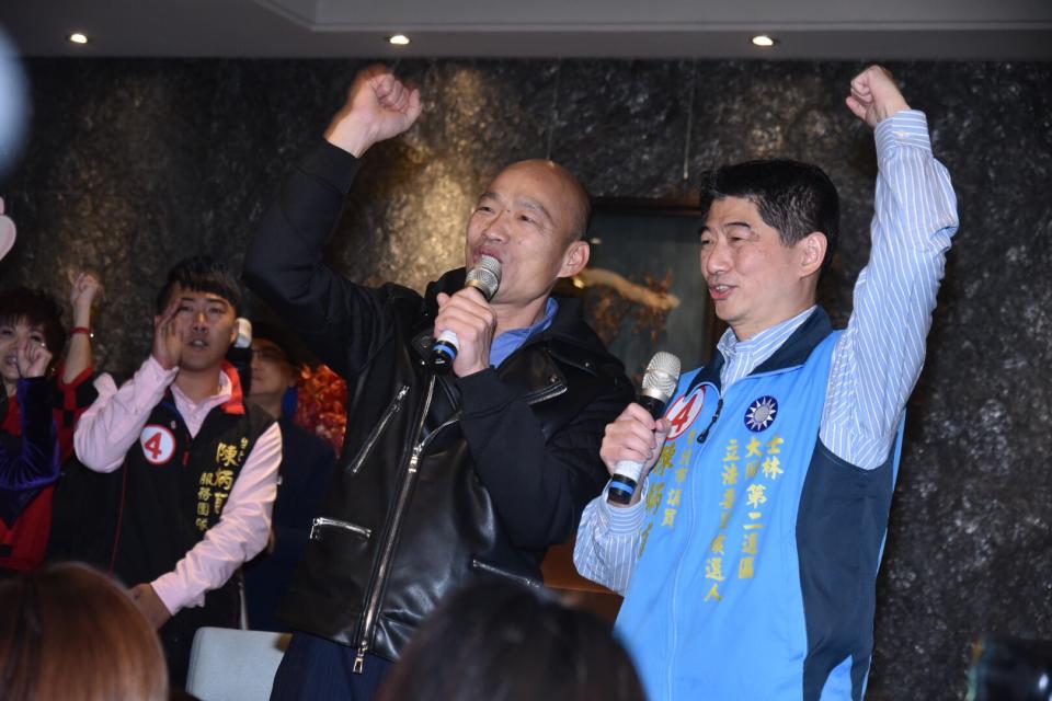 高雄市長韓國瑜22日現身台北替國民黨台北立委補選候選人陳炳甫站台。（圖／記者林柏年攝,2019.01.22）