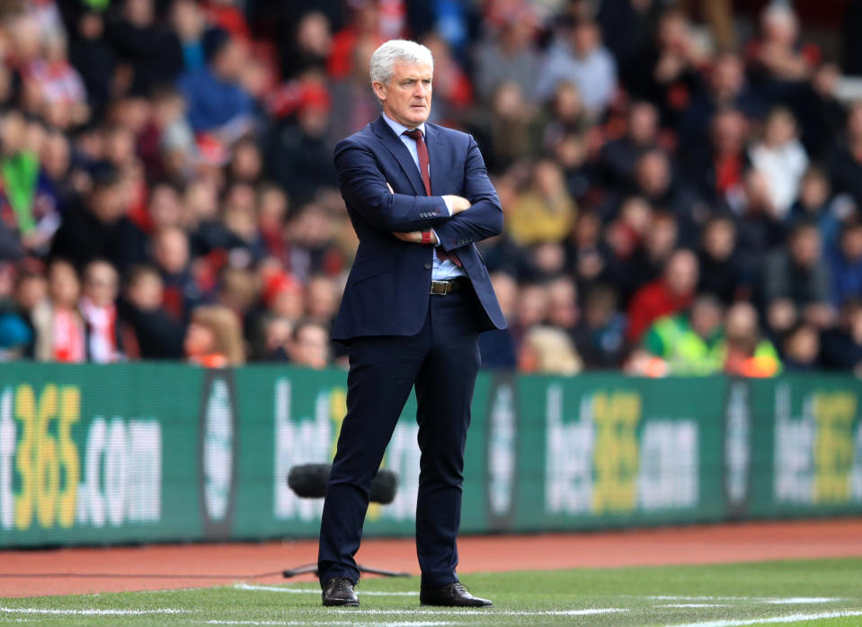 Mark Hughes looks on as Southampton defeat Bournemouth