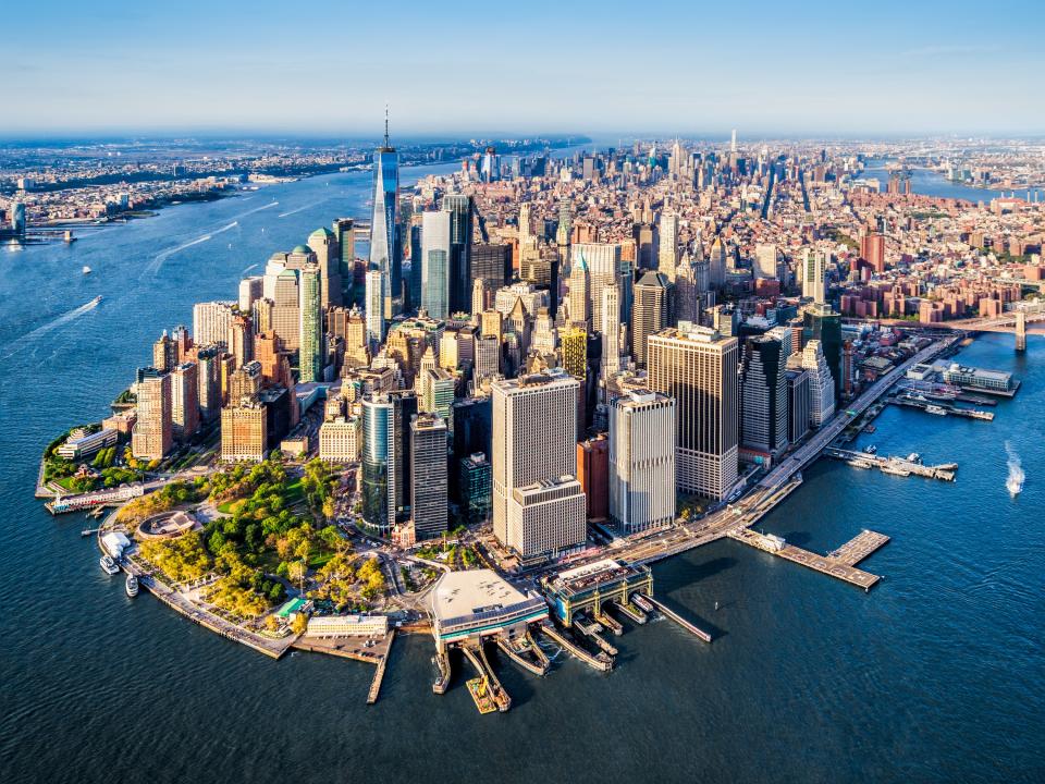<h1 class="title">aerial view of Lower Manhattan. New York</h1><cite class="credit">Photo: Getty Images/Eloi Omella</cite>