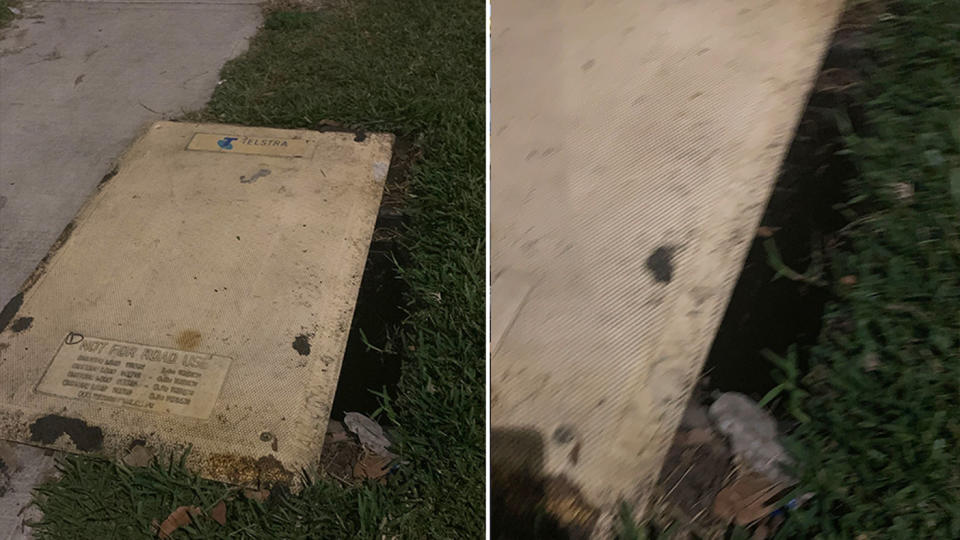 A hole next to a Telstra pit cover in West Ryde. Source: Supplied