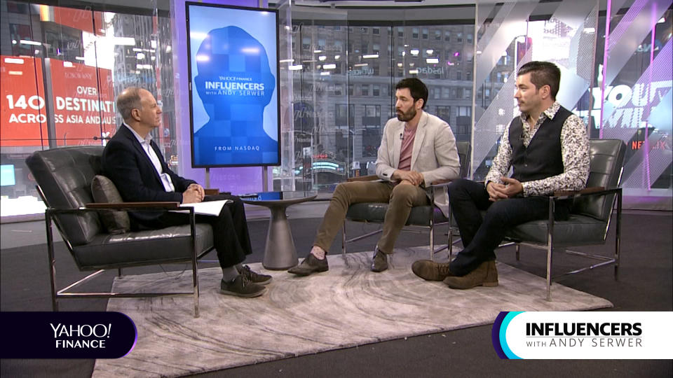 Drew and Jonathan Scott, twin brothers and co-hosts of Property Brothers, appear on Influencers with Andy Serwer