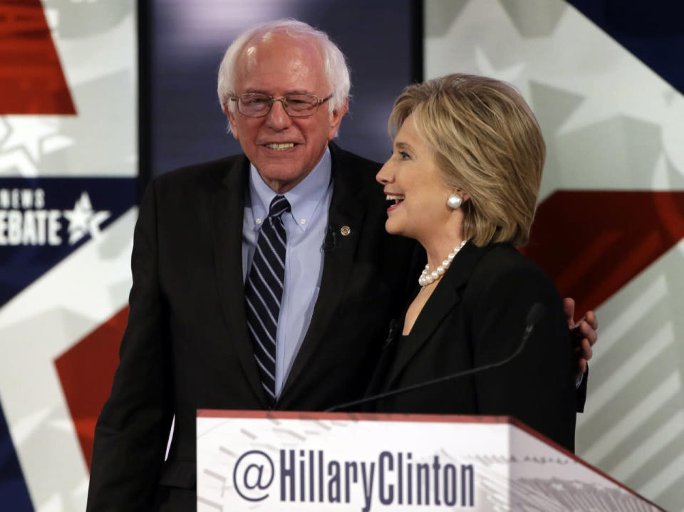 Clinton and Sanders chat