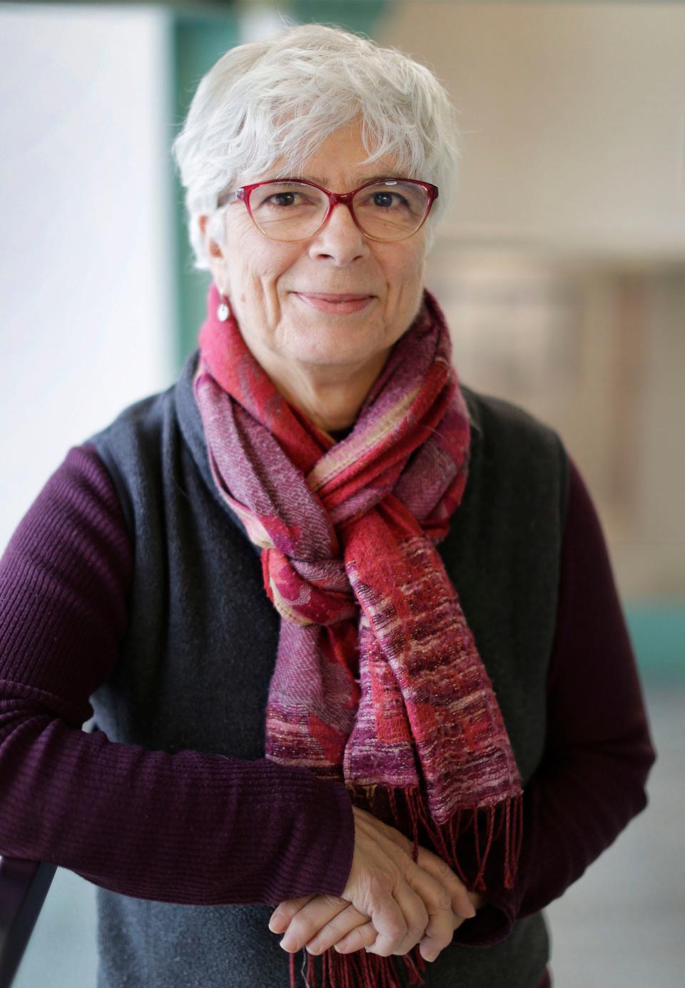 Sheboygan Poet Laureate Lisa Vihos poses at City Hall, Friday, February 12, 2021, in Sheboygan, Wis.